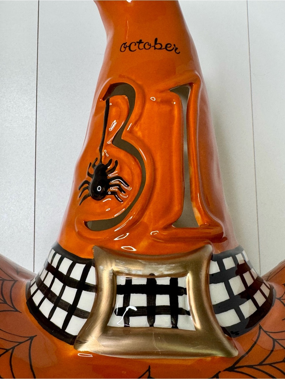 Blue Sky October 31 Orange Tea Light Ceramic Witch Hat NWT - Picture 6 of 12